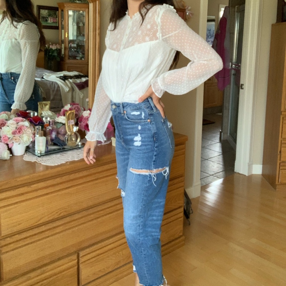 White long sleeve blouse (S)